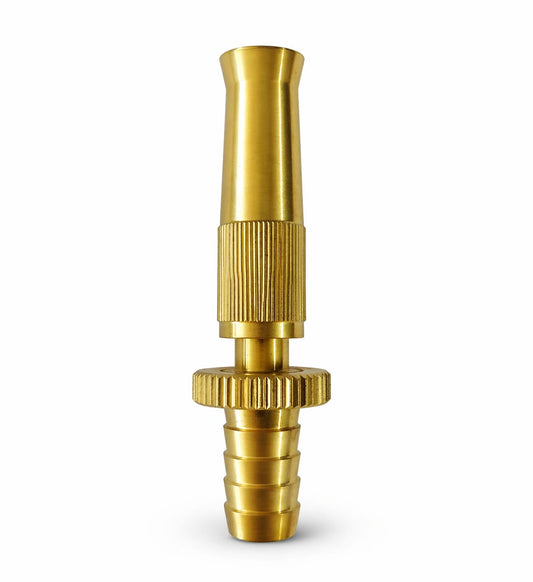 Brass Water Spray Nozzle for 1/2" Hose Pipe - Adjustable Pressure Booster Gun for Car Wash & Gardening, 10 x 2 cm